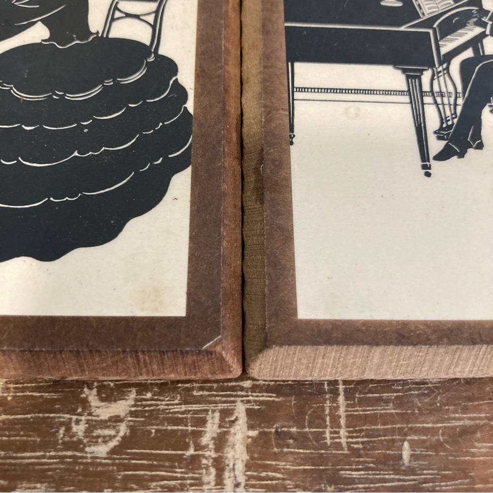 Vintage Set of 3 Victorian Revival Music Silhouette Prints - Black on Cream - Picture 16 of 16